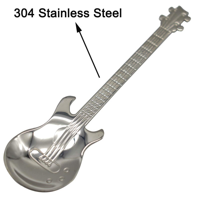 Maydahui 6 PCS Guitar Spoons Music Note Teaspoon Set 18/10ï¼ˆ304 ï¼‰Stainless Steel Musical Notation Dessert Spoon for Coffee Stirring Drink Mixing Jam - Image 4